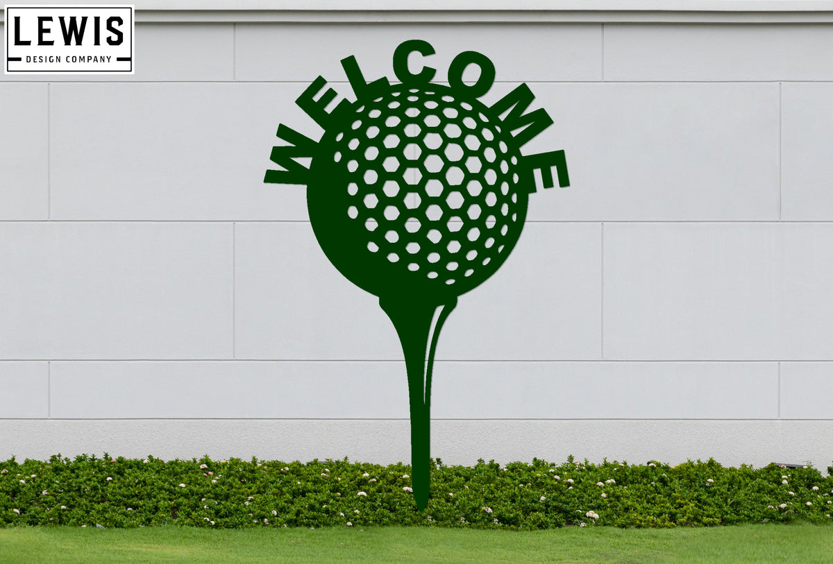 Golf Ball and Tee Welcome Sign