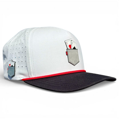Pocket Aces Golf Hat | Snapback Cap | Built-in Magnetic Ball Marker Holder + Marker Included | Adjustable Gray & Black