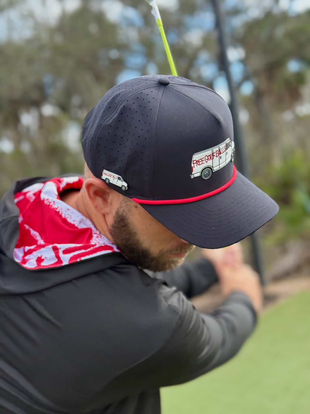 Free Golf Balls Van Golf Hat | Snapback Cap | Built-in Magnetic Ball Marker Holder + Marker Included | Free Golf Balls Van | Adjustable Black