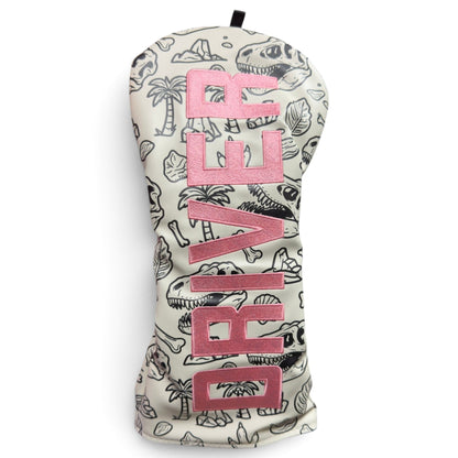 "Fossil Fairways" Driver Headcover – Premium Faux Leather Driver Cover – Elastic Fit – Embroidered Letters
