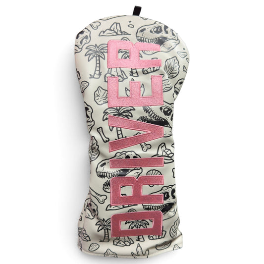 "Fossil Fairways" Driver Headcover – Premium Faux Leather Driver Cover – Elastic Fit – Embroidered Letters