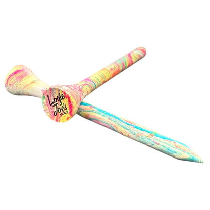 Multicolor Marble Premium Wooden Golf Tees | 2 3/4” Standard Size | 45 Pack Set | Durable Painted Wood Tees | Unique Designs