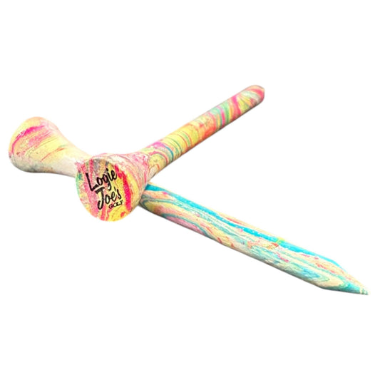 Multicolor Marble Premium Wooden Golf Tees | 2 3/4” Standard Size | 45 Pack Set | Durable Painted Wood Tees | Unique Designs