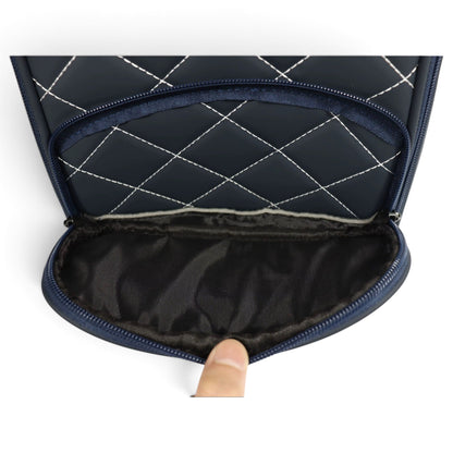 Navy/White Golf Shoe Bag | Premium PU Leather Golf Shoe Organizer | Quilted Travel Shoe Case with Accessory Pocket, Carry Handle & Ventilation