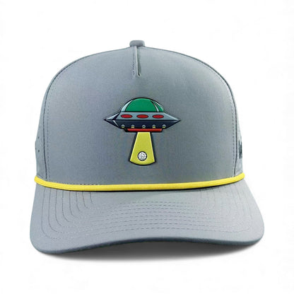 UFO Golf Hat | Snapback Cap | Built-in Magnetic Ball Marker Holder + Marker Included | Adjustable | Alien Gray